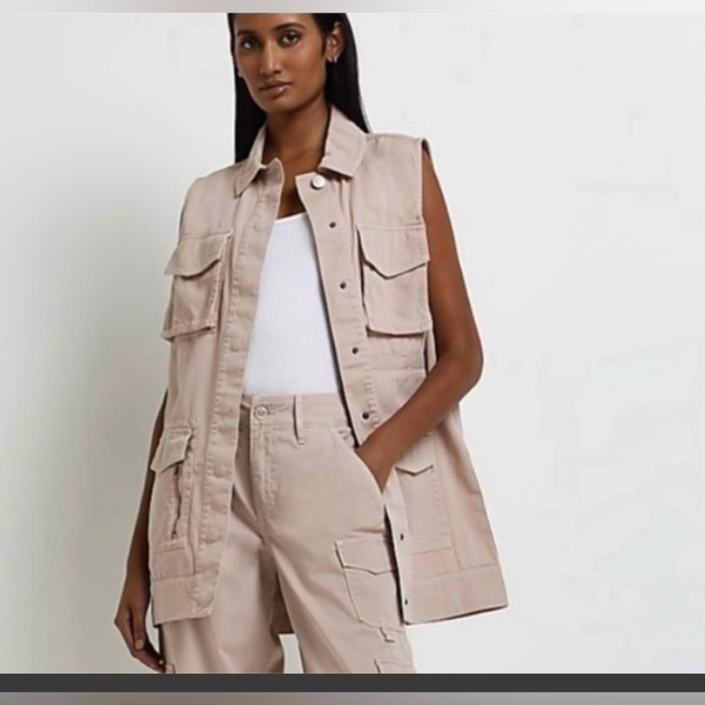 NWT River Island beige utility vest